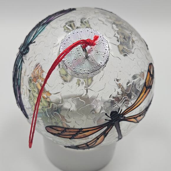 VTG Limited Edotopm Large Clear Glass Ornament with hand-painted Dragon Flies - Picture 7 of 7